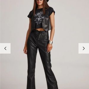 NWT 12th Tribe black leather flare pants